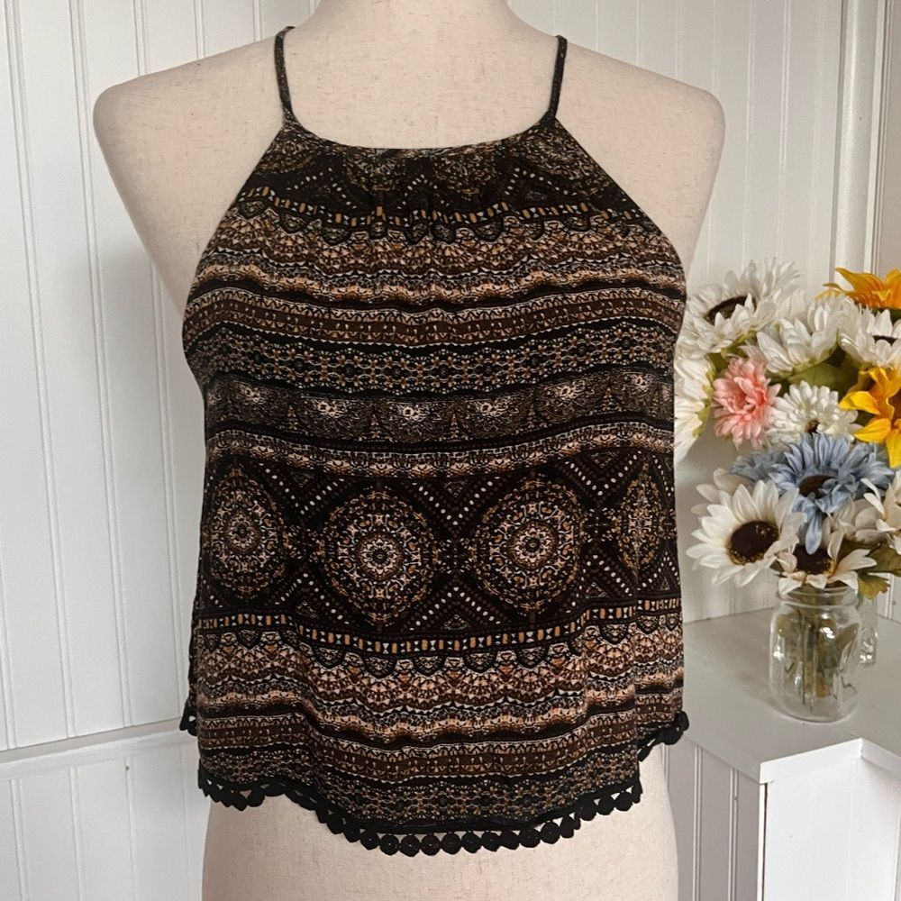 Black & Brown Cropped Tank Top